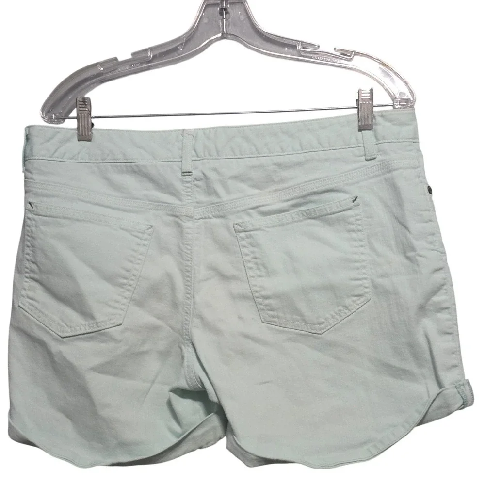 Tommy Hilfiger Womens Mint‎ Green Cuffed Denim Chino Shorts Mid Rise Size 12